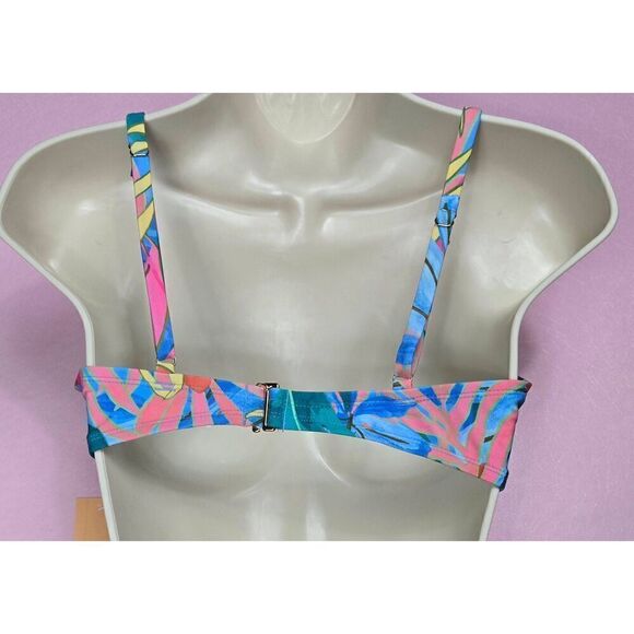 Kona Sol Tropical Print Tie Front Bikini Top Small - Picture 2 of 3